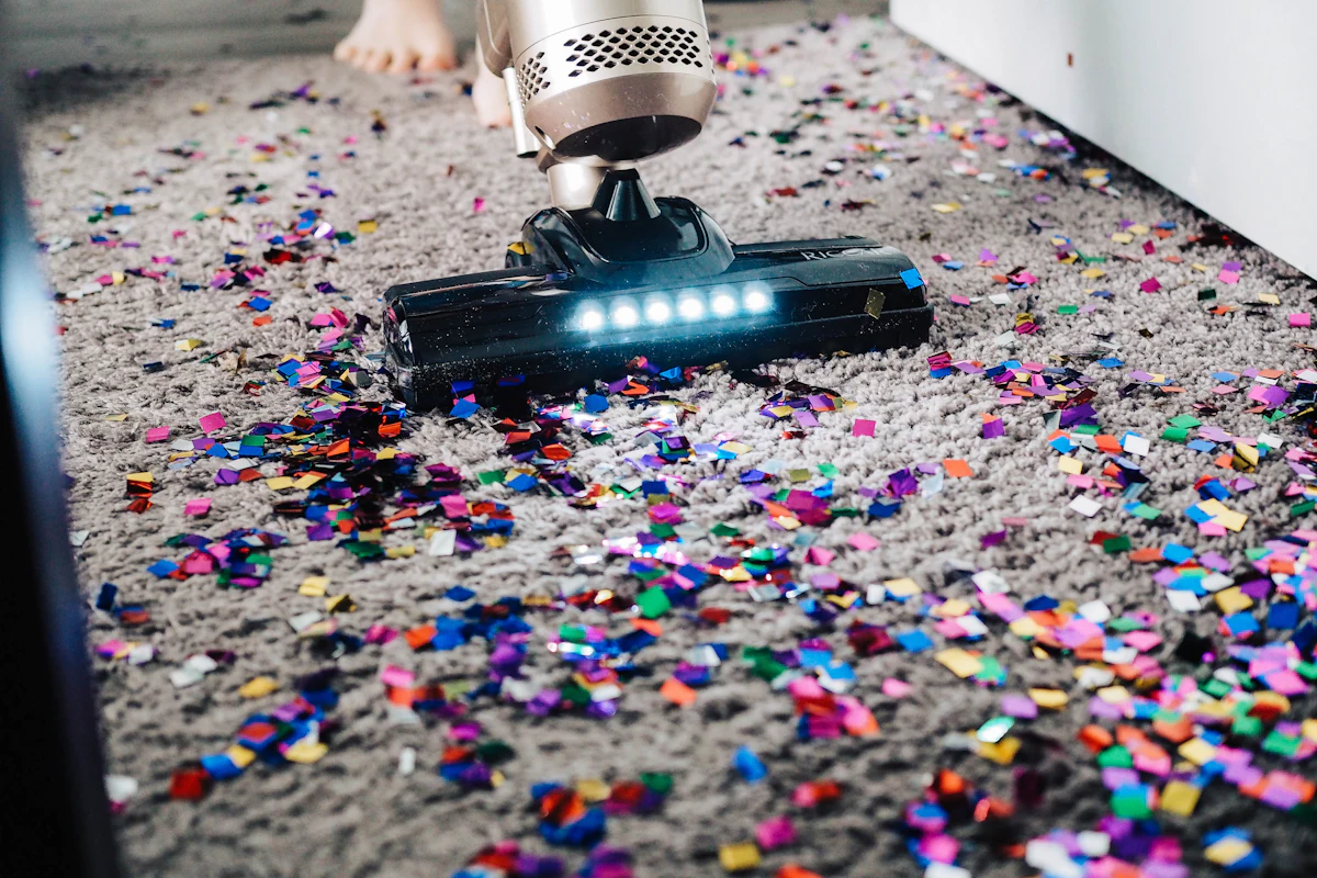 Vacuuming a carpet