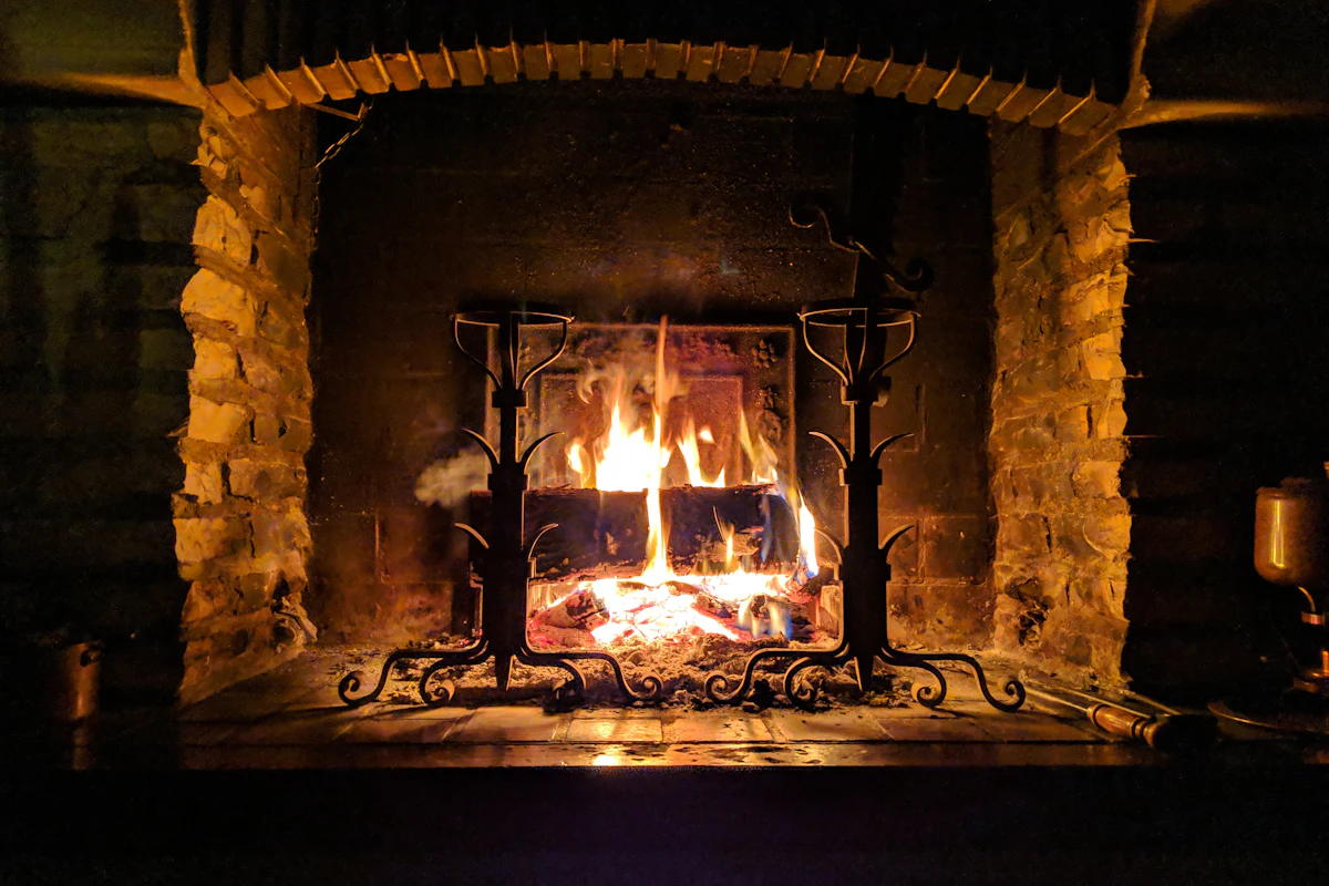 Fire burning in a fireplace