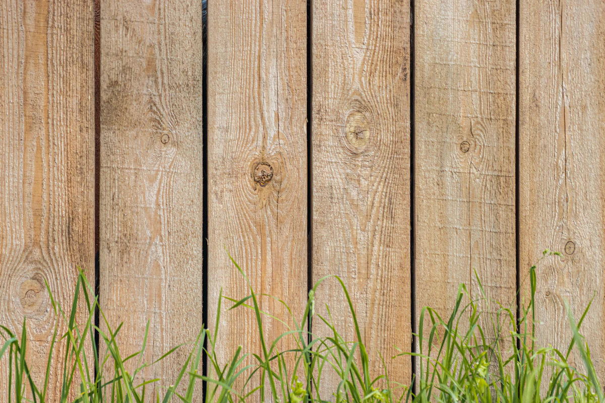 Wood fence beside a green lawn