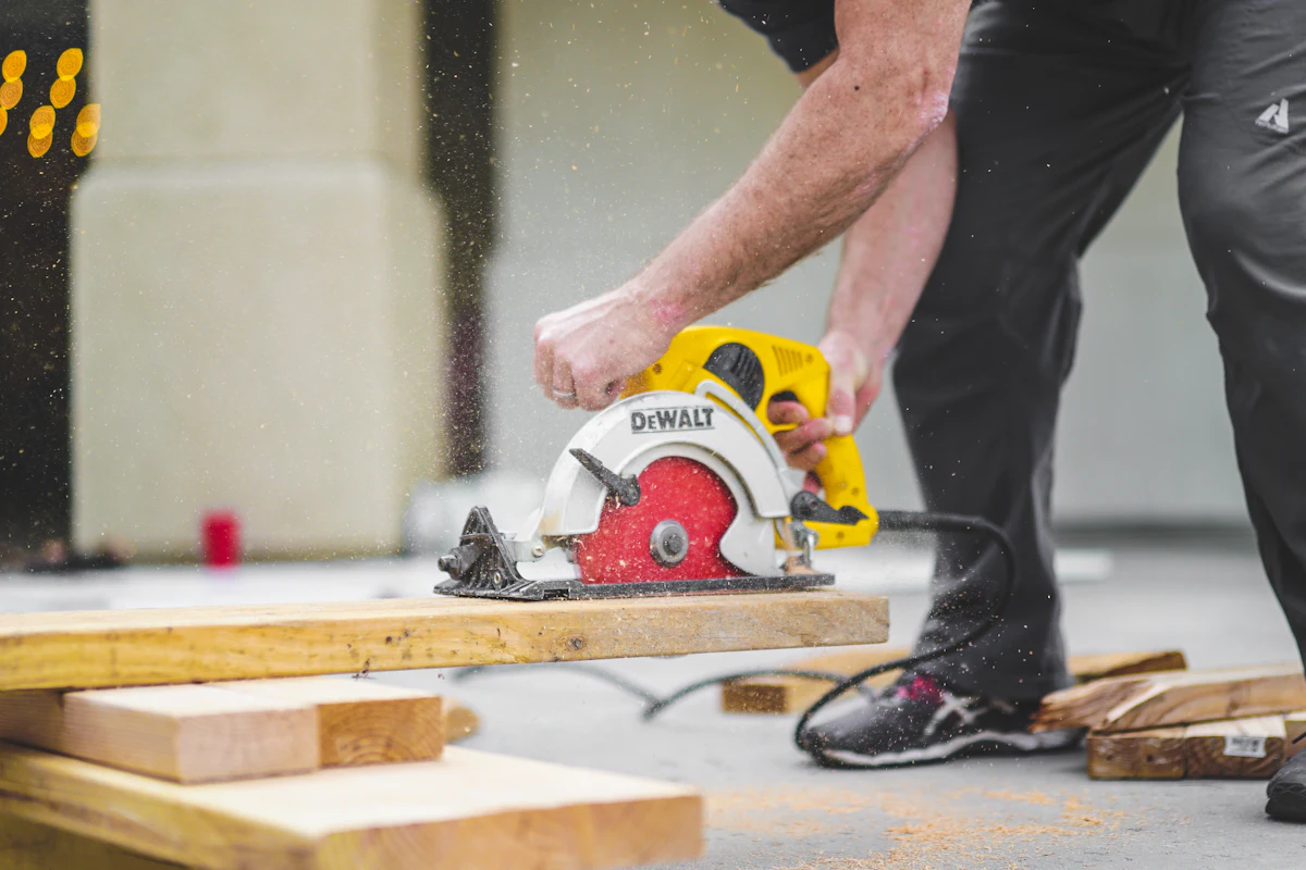 Cutting a board with a circular saw