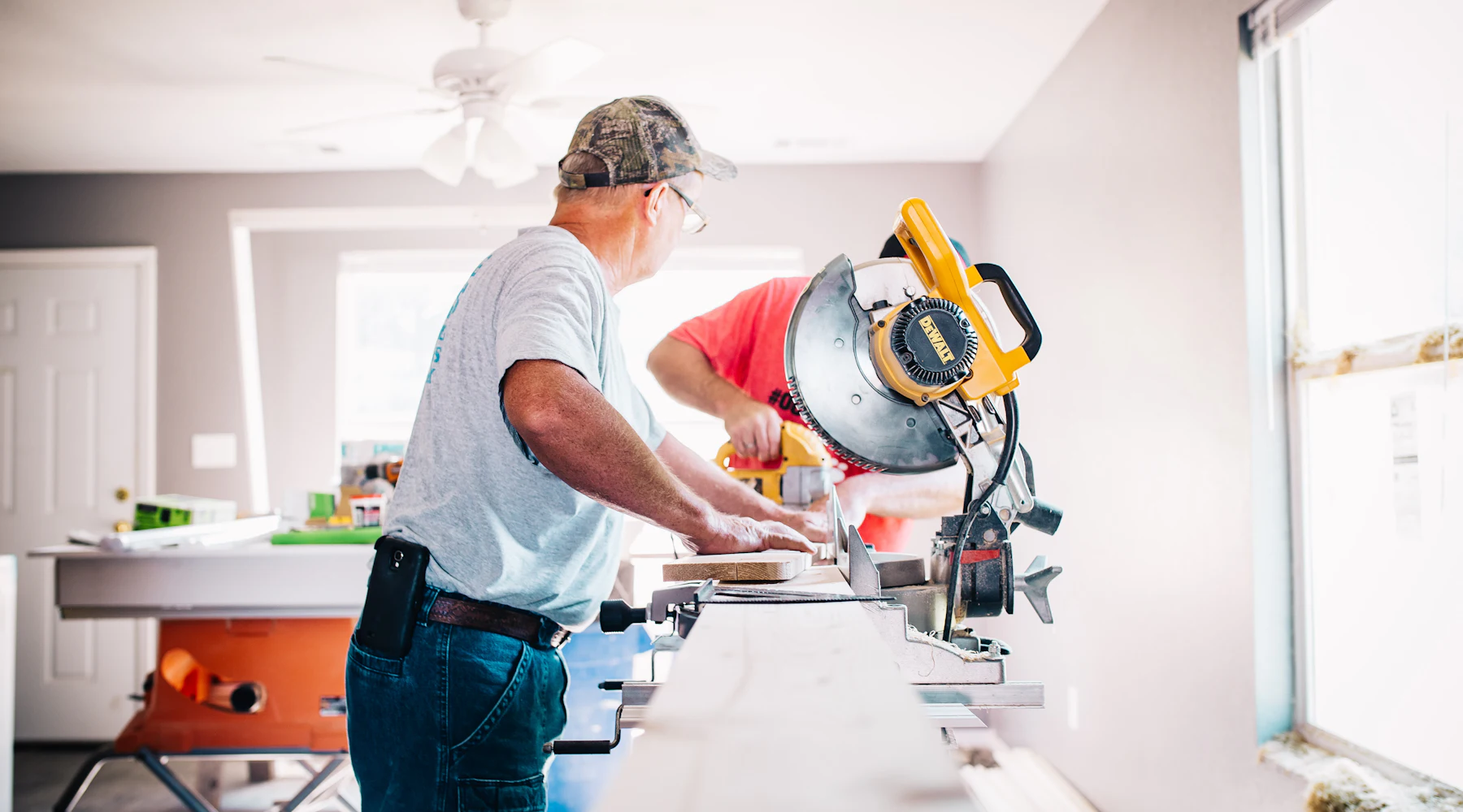 Handyman at a miter saw
