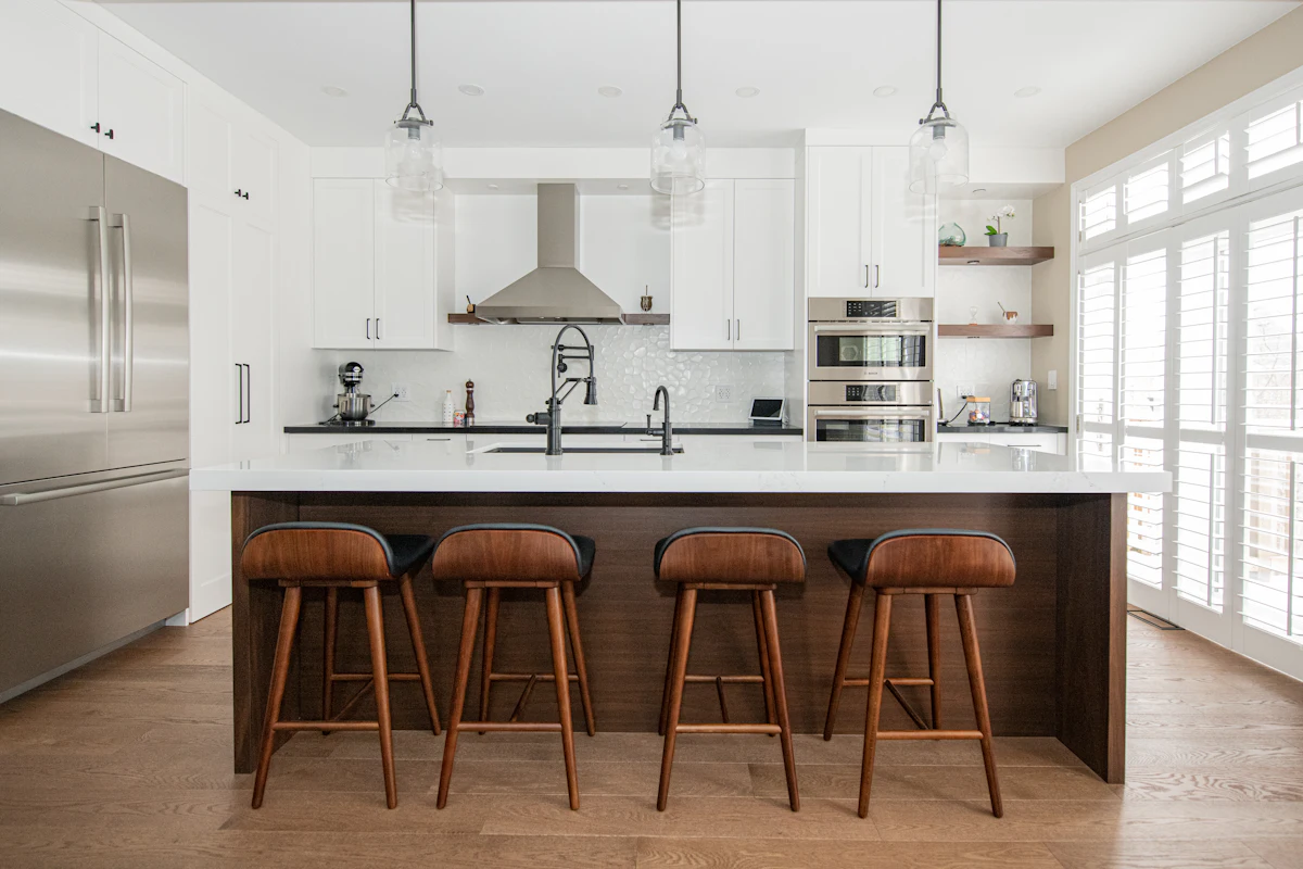 Modern kitchen with island and new cabinets